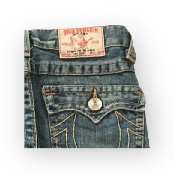 VHTF: new True Religion ʊ Joey Flower Patchwork Crop Denim Flare Jeans ʊ 12 Girl - Picture 11 of 16